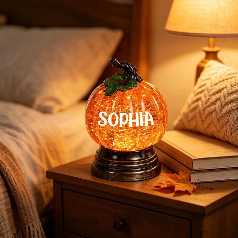 Personalized Halloween Name Lamp Glitter Glow Table Decor Kids Room Bedside Sequined Pumpkin Crystal Night Light