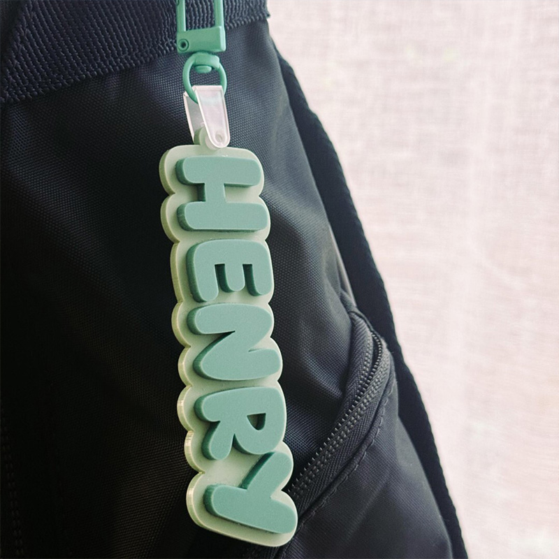 Personalized Name Keychain Pastel 3D Printing Letter Bag Charm Custom Kids Backpack Accessories Gift For Girls Boys