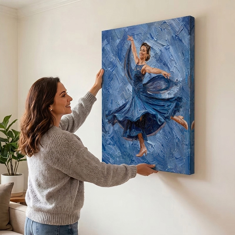 Personalized Modern Oil Painting Style Dancer Portrait Canvas Prints with Name Home Wall Decor Ship from USA Birthday Gift for Dancers Ballet Lovers