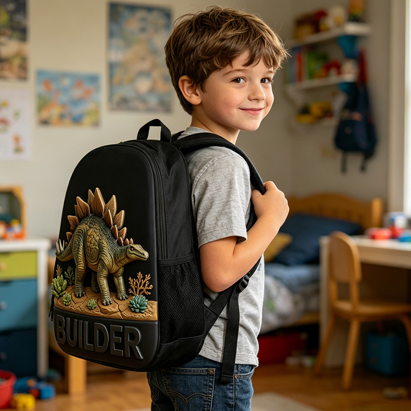 Personalized Dinosaur 3D Printing Backpack Custom Name Kids School Bag Ankylosaurus Boys Gift Travel Daypack