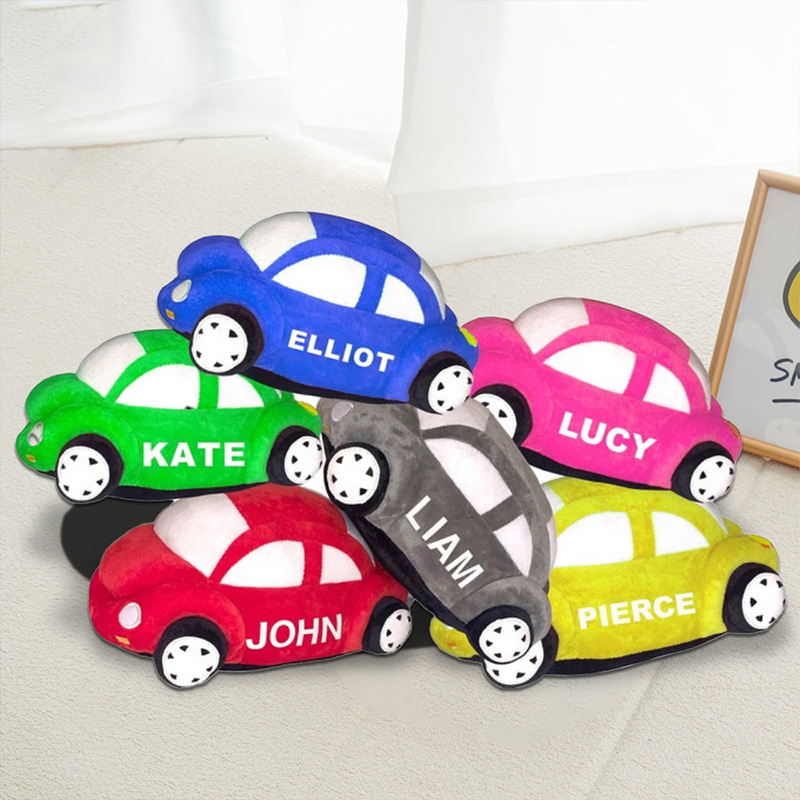 Personalized Car Plush Toy Custom Name Soft Green Vehicle Pillow Gift For Kids Toddlers Nursery Decor