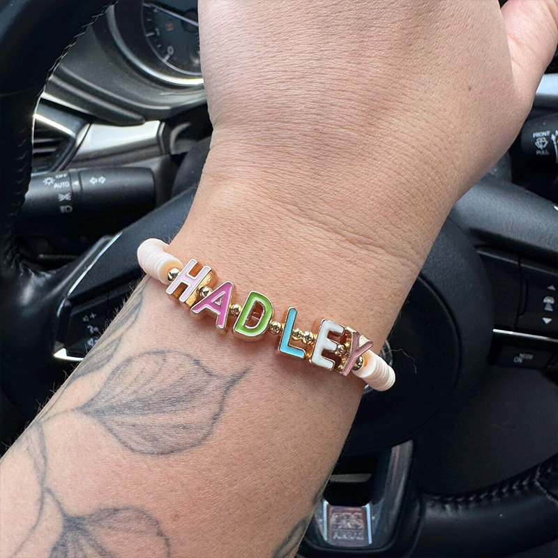 Personalized Kids Name Bracelet Colorful Letter Beads Custom Girl Gift Adjustable Elastic Jewelry Accessory