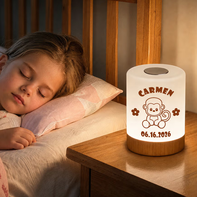 Personalized Animal Dimmable Touch Control USB Rechargeable Night Light with Name and Date Bedroom Decor Daily Use Birthday Anniversary Gift for Kids
