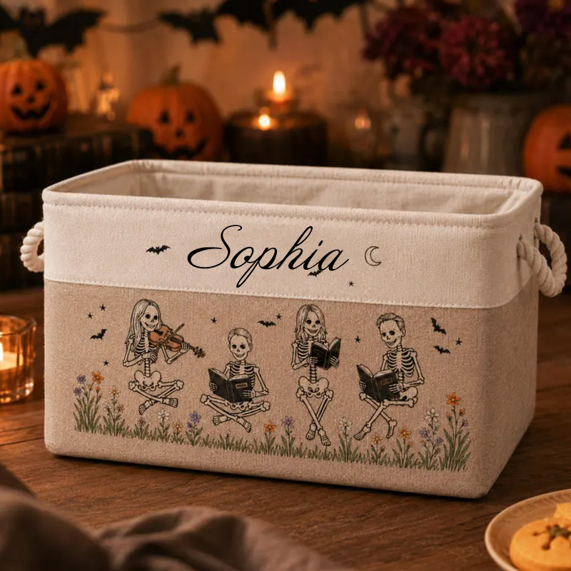 Personalized Kids Storage Bin Custom Name Fabric Organizer For Books Toys Nursery Laundry Basket