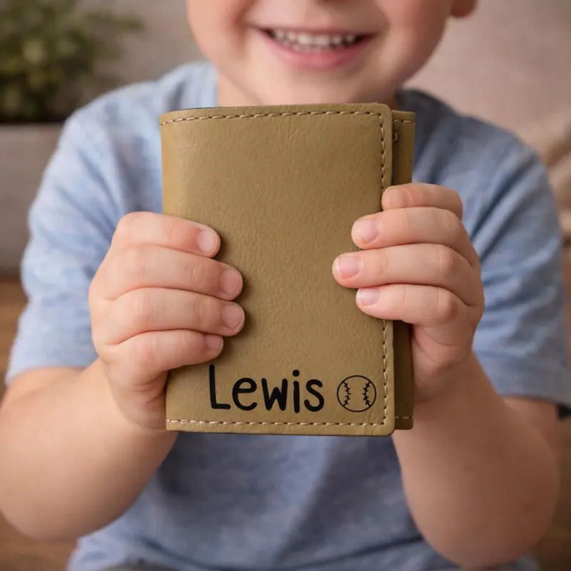 Personalized Kids Wallet Engraved Trifold Wallet for Boys Custom Name Wallet Gift for Kids