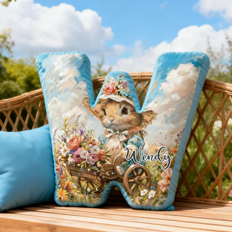 Personalized Retro Oil Painting Rabbit Graphic 3D Print Pillow Birthday Gifts Funny Gifts Easter Gifts