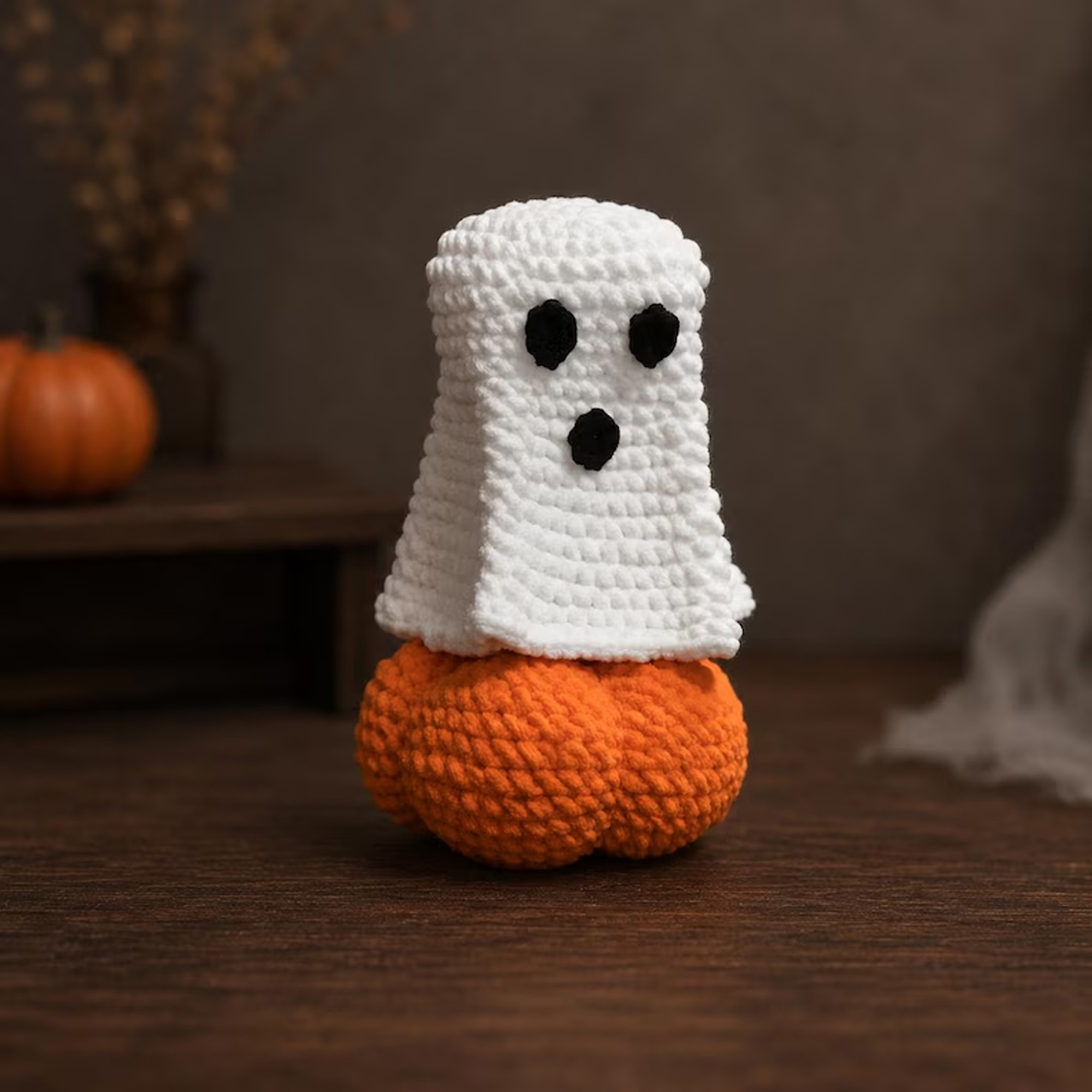 Personalized Funny Halloween Crochet Ghost Plush Naughty Gag Gift Spooky Decor Cute Handmade Table Ornament