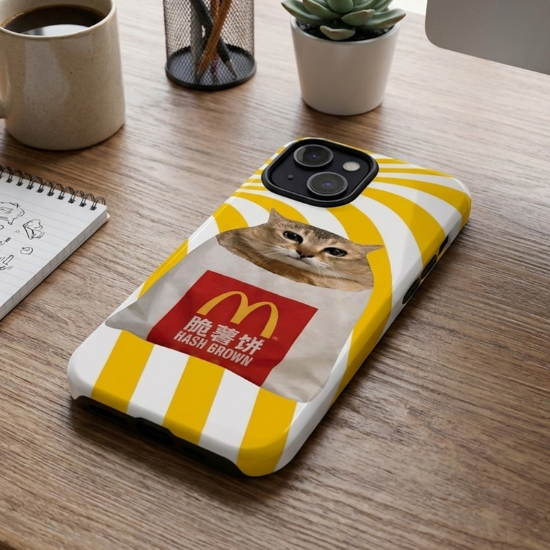 Personalized Funny Meimei Cat Hash Brown Phone Case Cute Meme Cat Protective Cover For iPhone