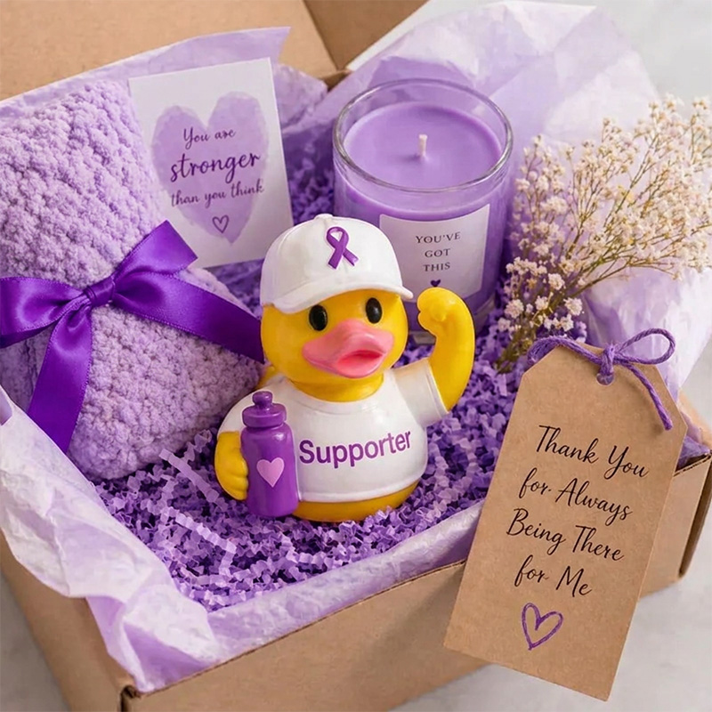 Personalized Awareness Duck Set Survivor Warrior Supporter Cute 3D Ducks Beach Decor Cancer Awareness Gift Collection