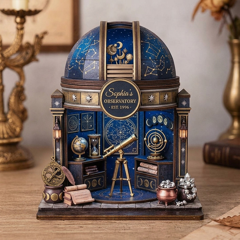 Personalized Astronomy Wood Decor Custom Name Observatory Sign Celestial Star Room Shelf Ornament Gift For Space Lovers