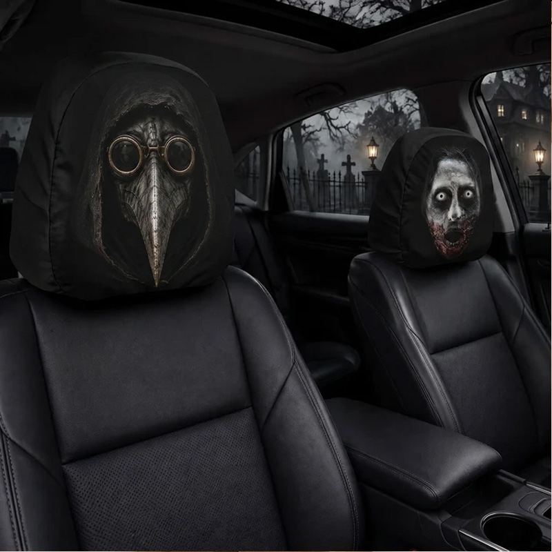 Personalized Car Headrest Covers Halloween Horror Passenger