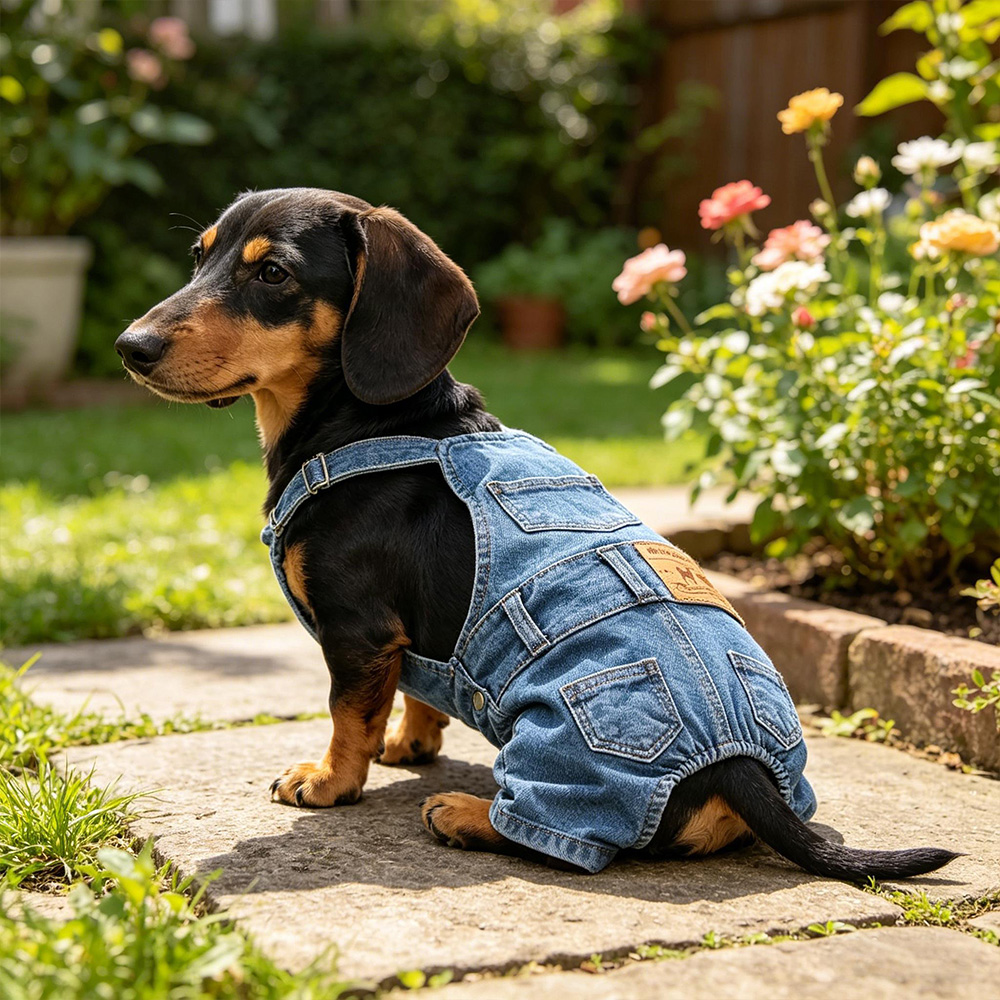  Dog Denim Overalls Jeans Outfit Adjustable Pet Clothes Cute Puppy Apparel Gift