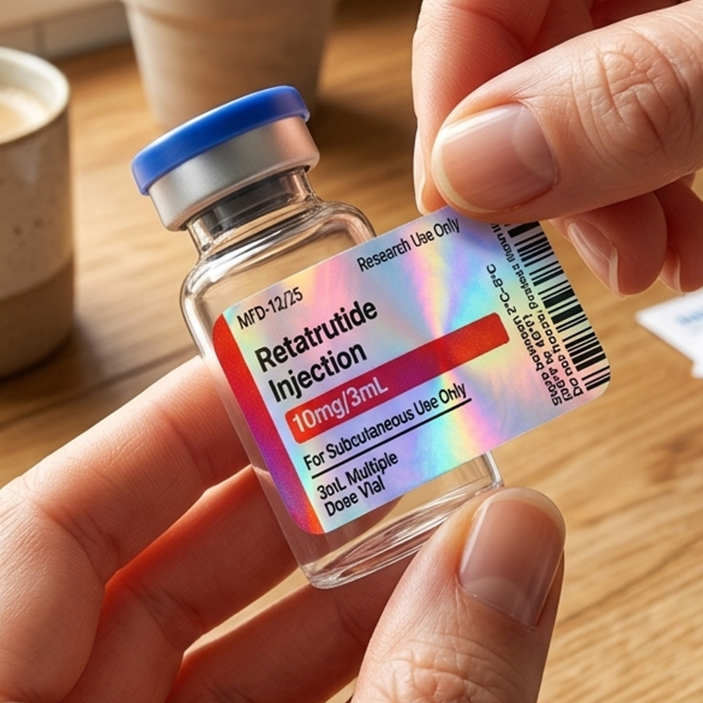 Personalized Holographic Multicolor Peptide Drug Bottle Label with Text Medication Organization Daily Use Birthday Gift for Diabetes Patients Caregivers