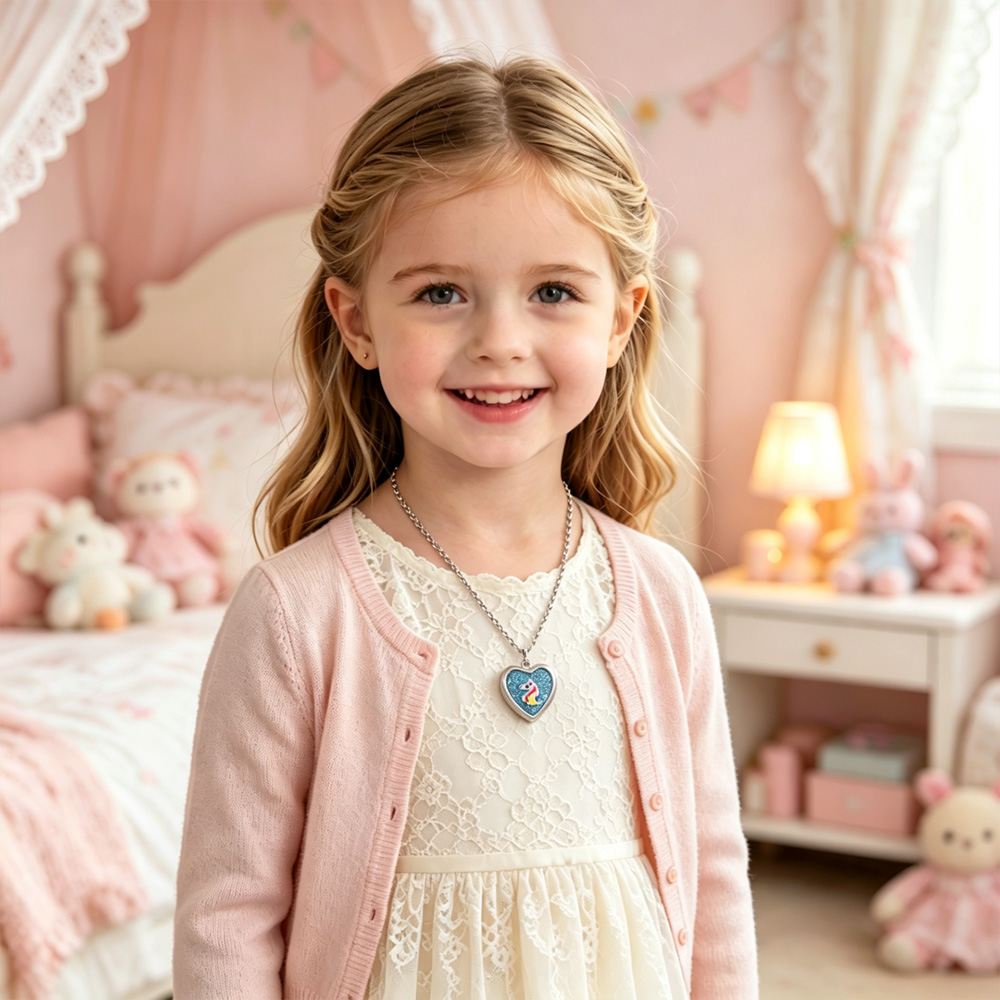 Personalized Rainbow Horse Heart Locket Necklace Cute Magic Themed Jewelry For Girls Keepsake Photo Pendant Gift Fairy Design