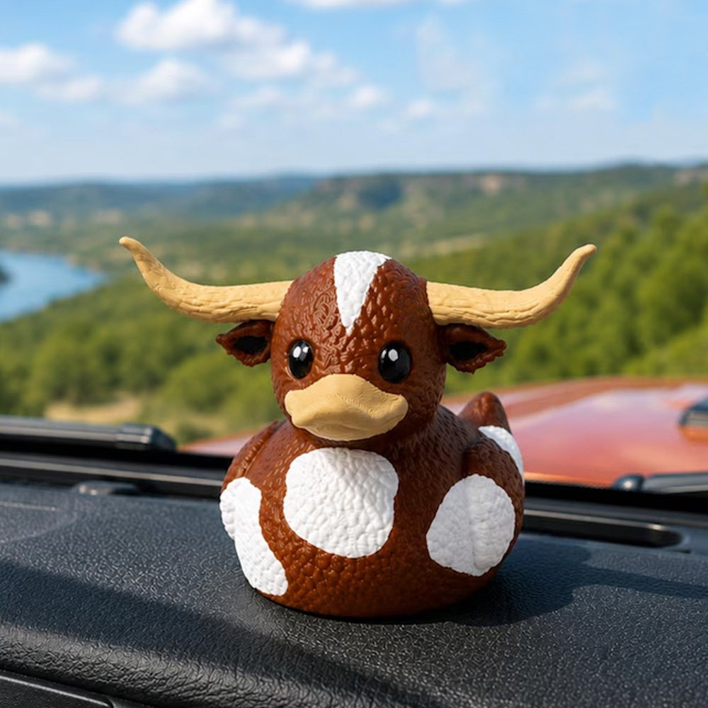 Personalized Longhorn Cow Duck Figurine Cute Farmhouse Hybrid Animal Ornament Funny Bathroom Decor Novelty Gift For Country Fans