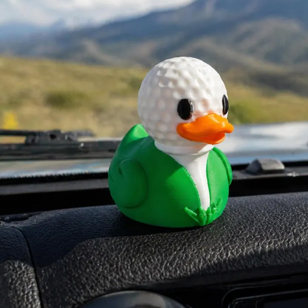 Personalized Golf Ball Duck Figurine Funny Golfer Rubber Duck With Green Jacket Cute Desk Ornament Novelty Bathroom Decor Gift For Golf Lovers