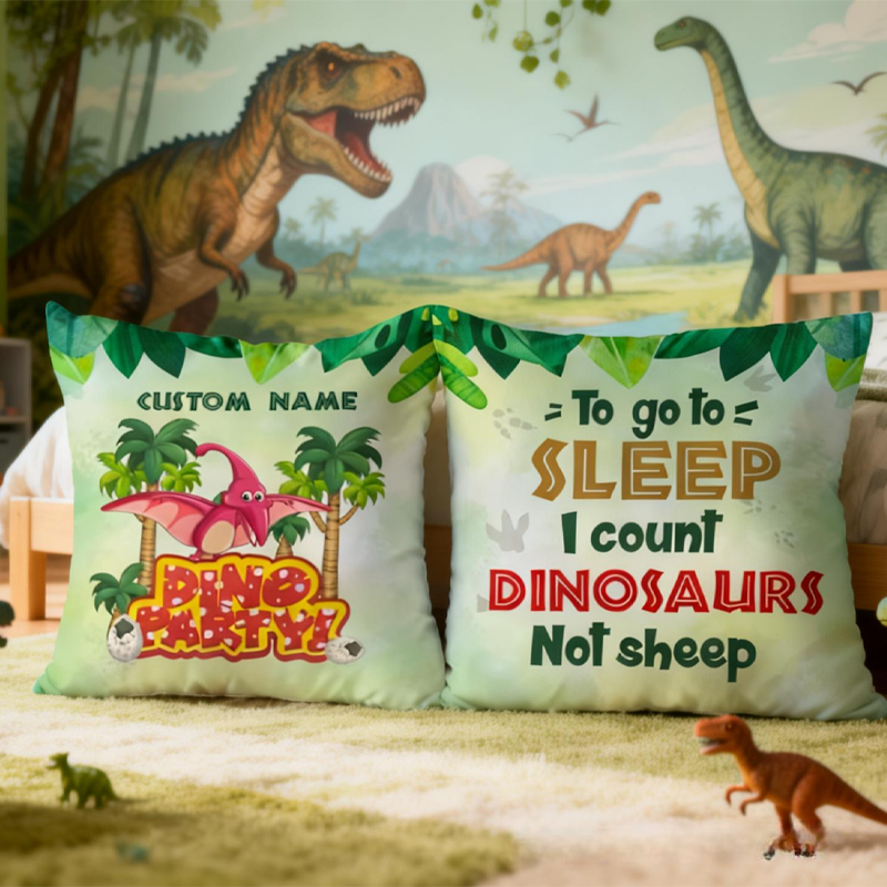 Personalized Dinosaur To Go To Sleep Pillow Birthday Gifts for Kids Dinosaur Lovers Gifts