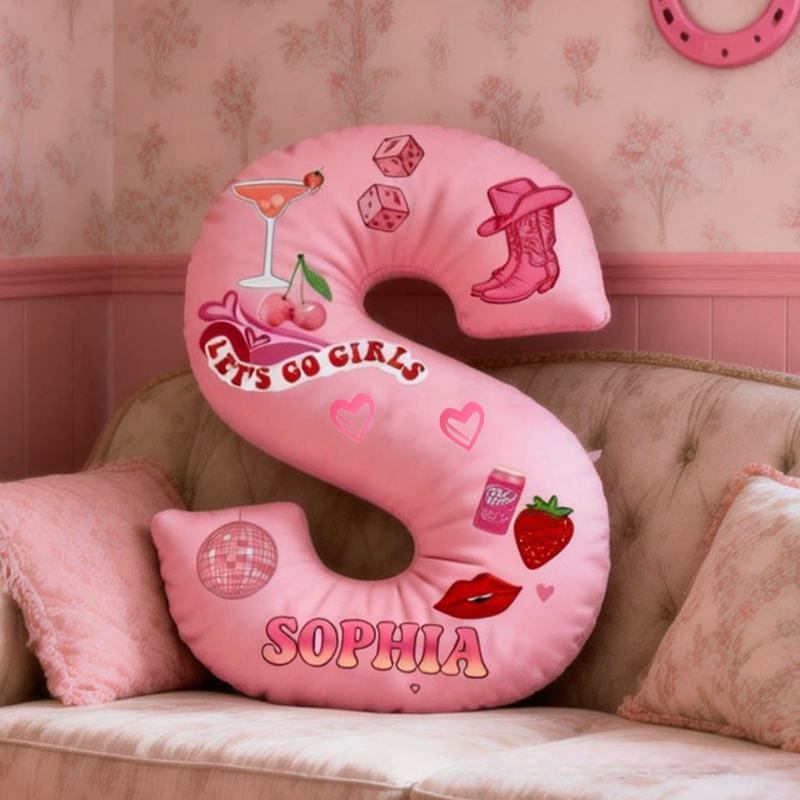 Personalized Retro Elements Initial with Name Graphic 3D Print Pillow Valentine's Day Gifts Funny Gifts
