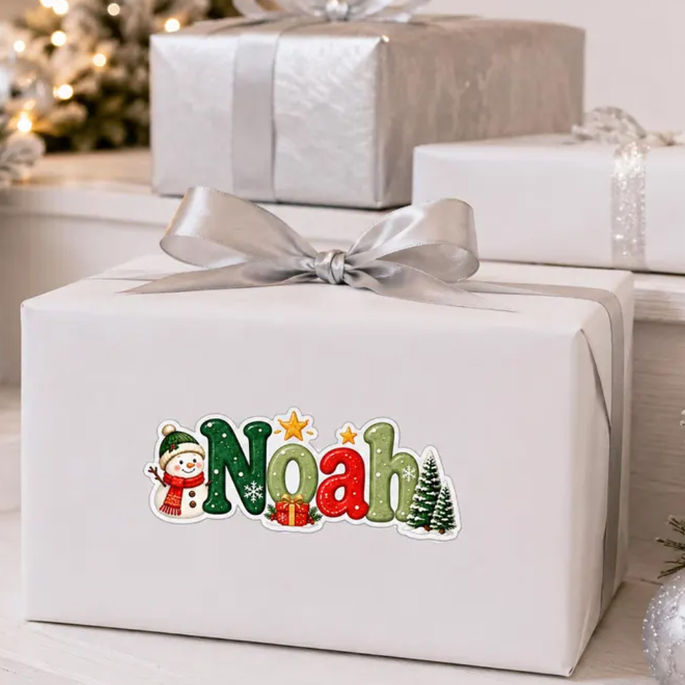Personalized Christmas Name Sticker Cute Holiday Gift Label Custom Kids Name Tag For Presents Stockings Party Favors Festive Decoration