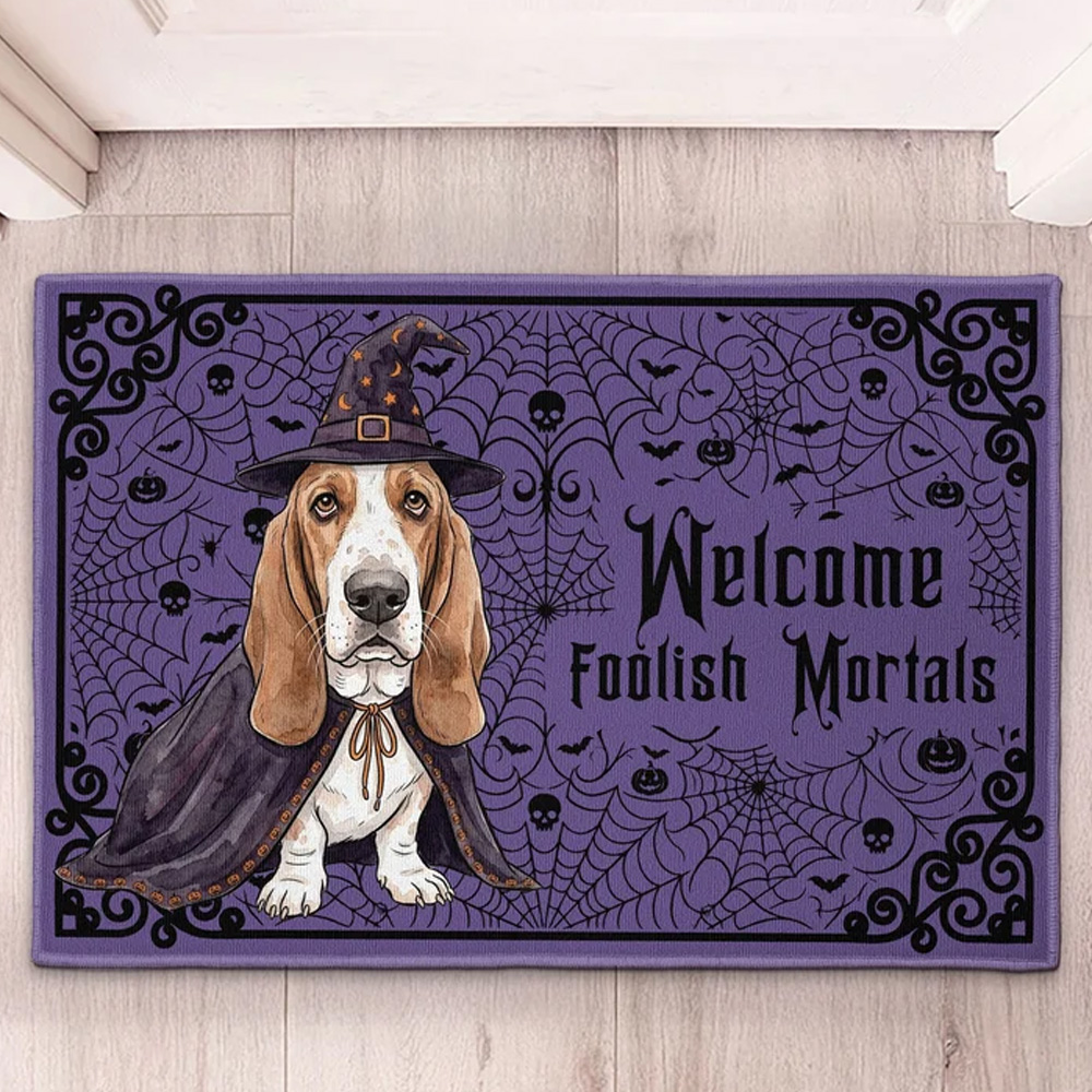 Personalized Doormat Custom Pet Portrait Watercolor Art Spooky Welcome Halloween