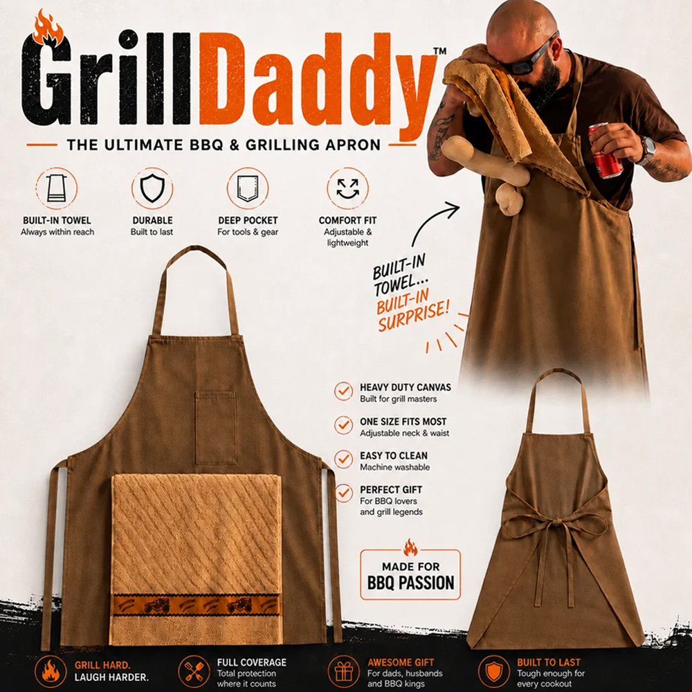 Funny Grill Apron With Hidden Towel Surprise Gag Gift For Men BBQ Chef Cooking Kitchen Party Fathers Day Present