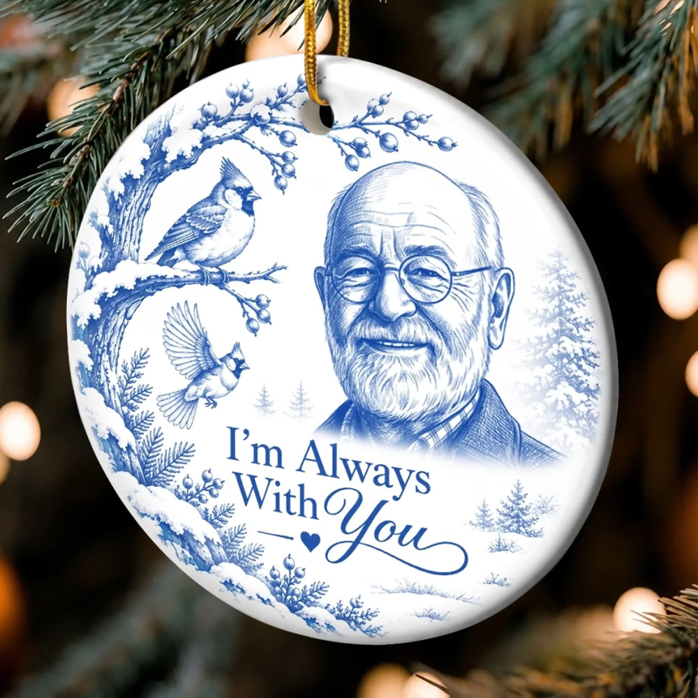 Personalized Christmas Memorial Sympathy Gifts For Loss Of Mom Dad Peaceful Hearts Living In Love Custom Photo Ceramic Ornament