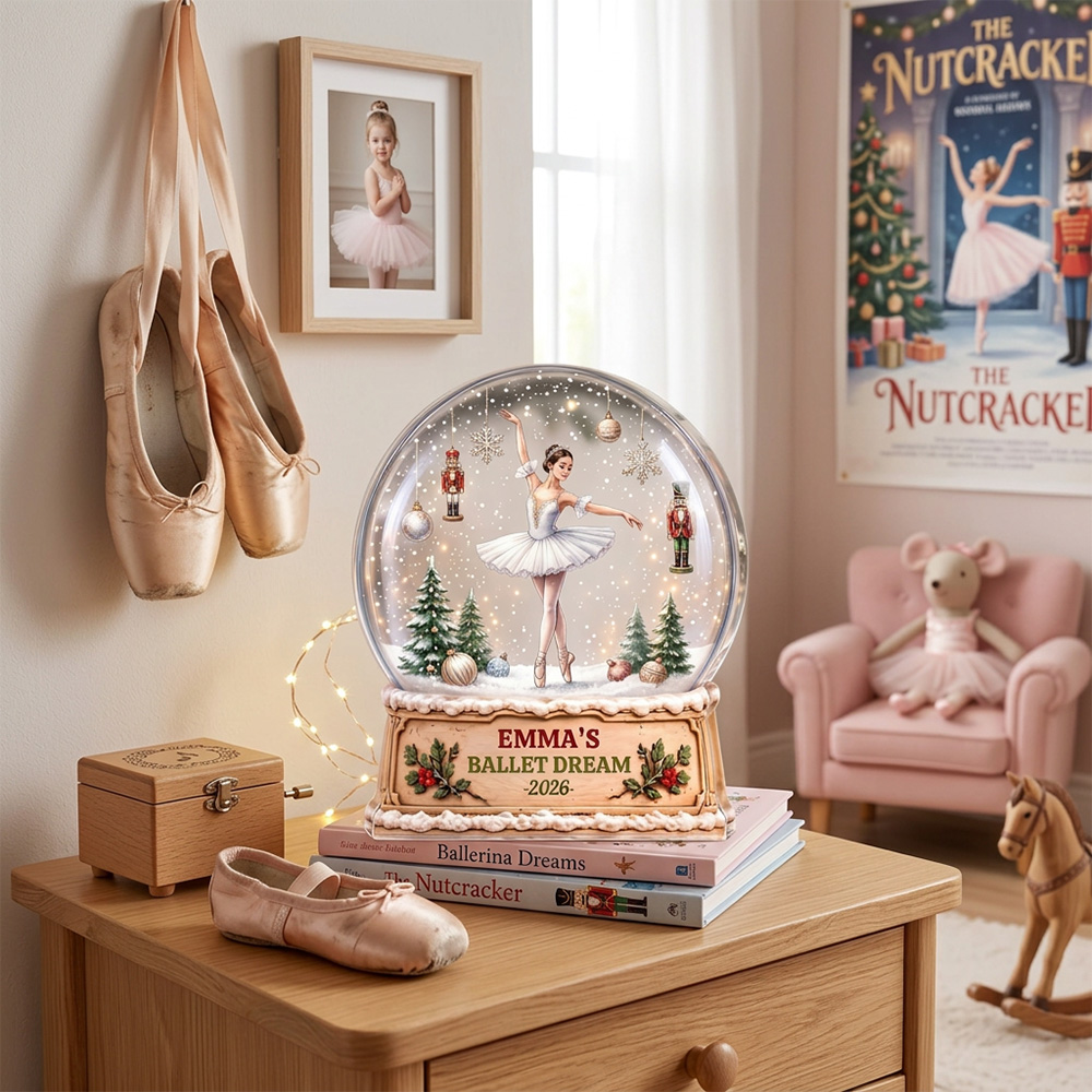 Personalized Ballet Dream Snow Clear Acrylic Plaque Custom Dancer Name Christmas Keepsake Gift For Girls Ballerina Lover Home Holiday Decor Ornament