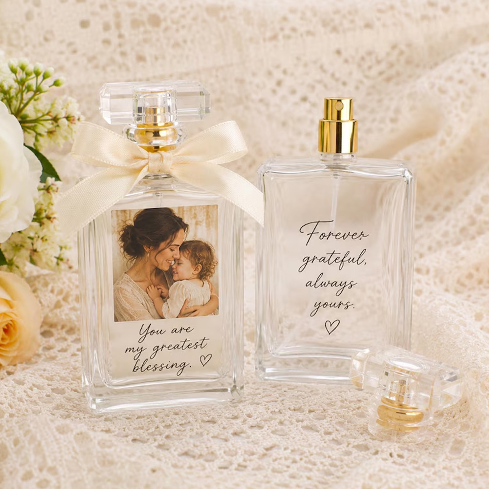 Personalized Refillable Perfume Bottle for Mom Mother of The Bride Mother of the Groom Thank you Wedding Gift Custom Photo Perfume Bottle 