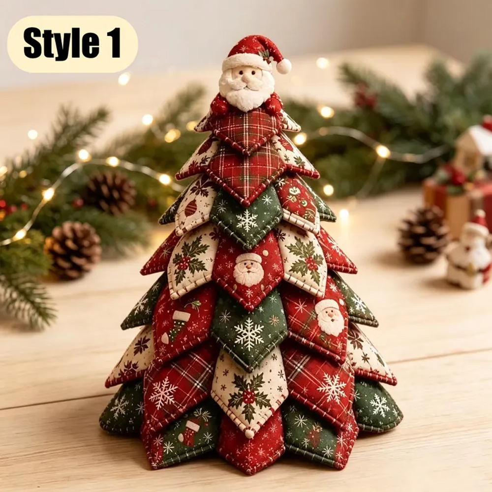 DIY Quilted Christmas Tree Kit Snowman Fabric Christmas Tree Sewing Kit Holiday Table Decor Christmas Ornament Gift 