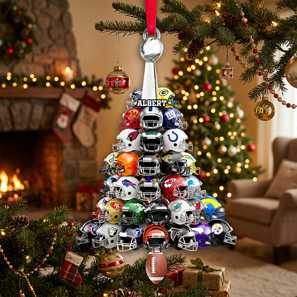 Personalized Football Helmet Christmas Tree Ornament With Custom Name Christmas Keepsake For Football Families