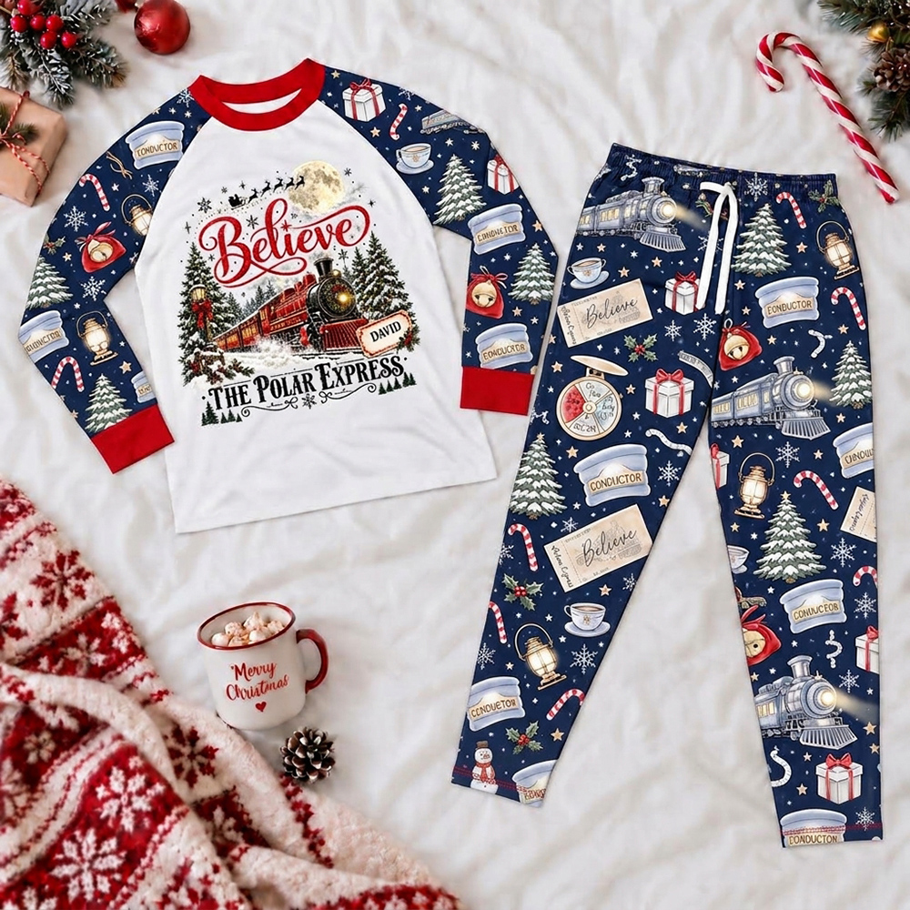 Personalized Polar Express Christmas Pajamas Family Matching Pajama Set Family Christmas Sleepwear