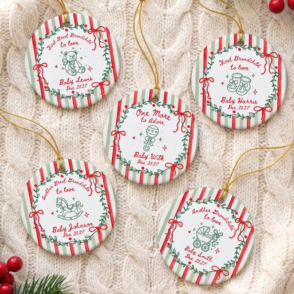 Promoted to Grandparents Again Ornament One More Grandchild to Love Pregnancy Announcement Gift Future Grandma Grandpa Christmas Keepsake