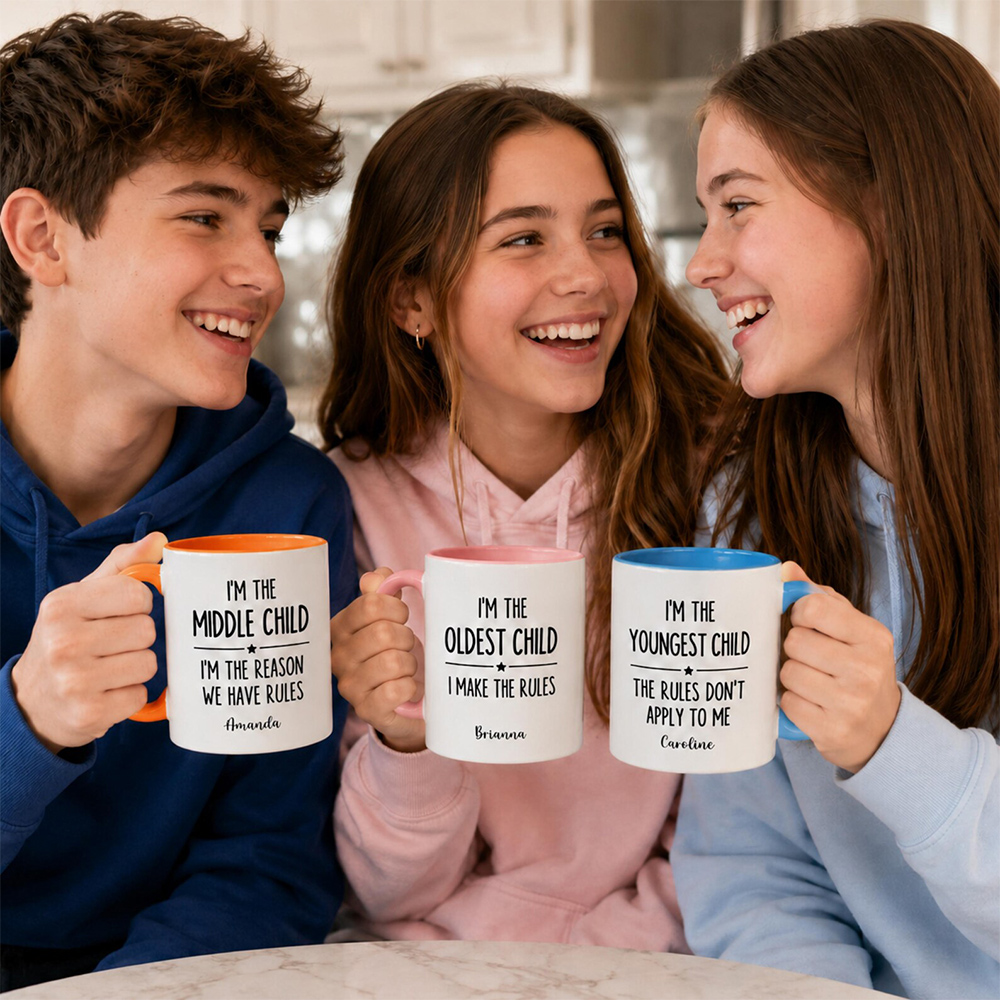 Personalized Child Rules Mug Funny Youngest Middle Oldest Sibling Cup Gift Birthday Christmas Family Humor Coffee Mugs Who Makes The Rules Mug