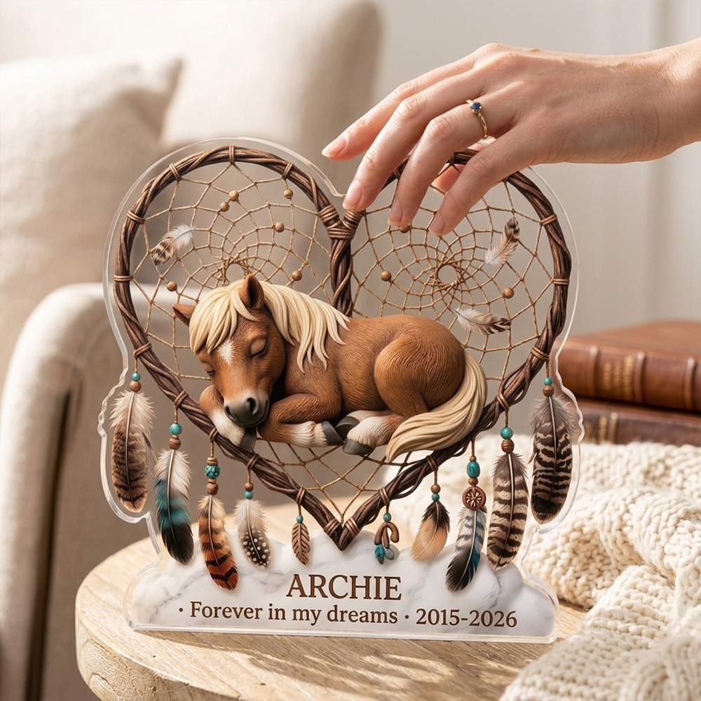 Personalized Pet Memorial Heart Dreamcatcher Acrylic Plaque Custom Pet Photo Name Pet Loss Remembrance Gift