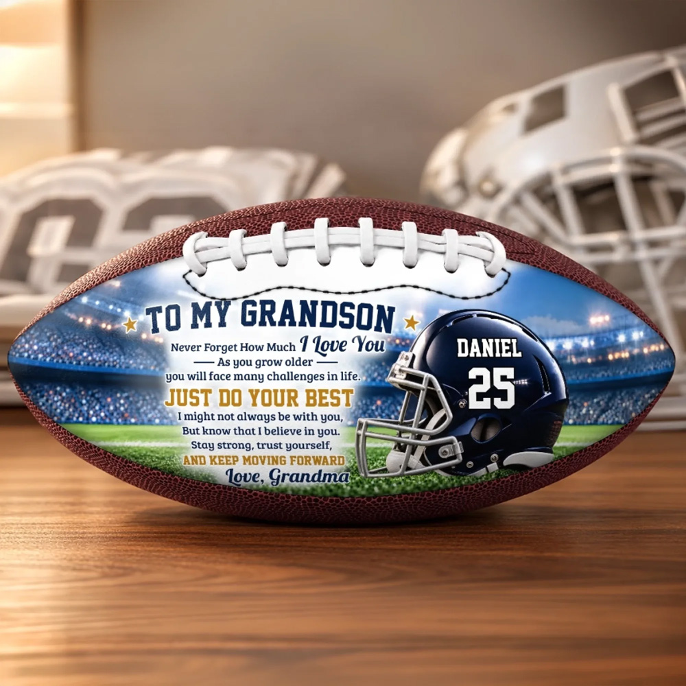 Personalized Birthday Gifts For Son Grandson American Football Lovers Sports Fans Sports Lovers Forever Proud Of You Always Custom Leather Football