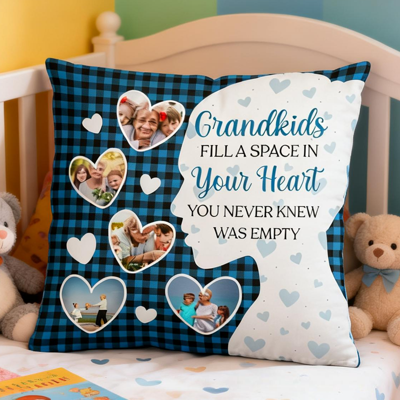 Personalized Grandkids Fill Space In Your Heart Photo Pillow Birthday Gifts for Kids