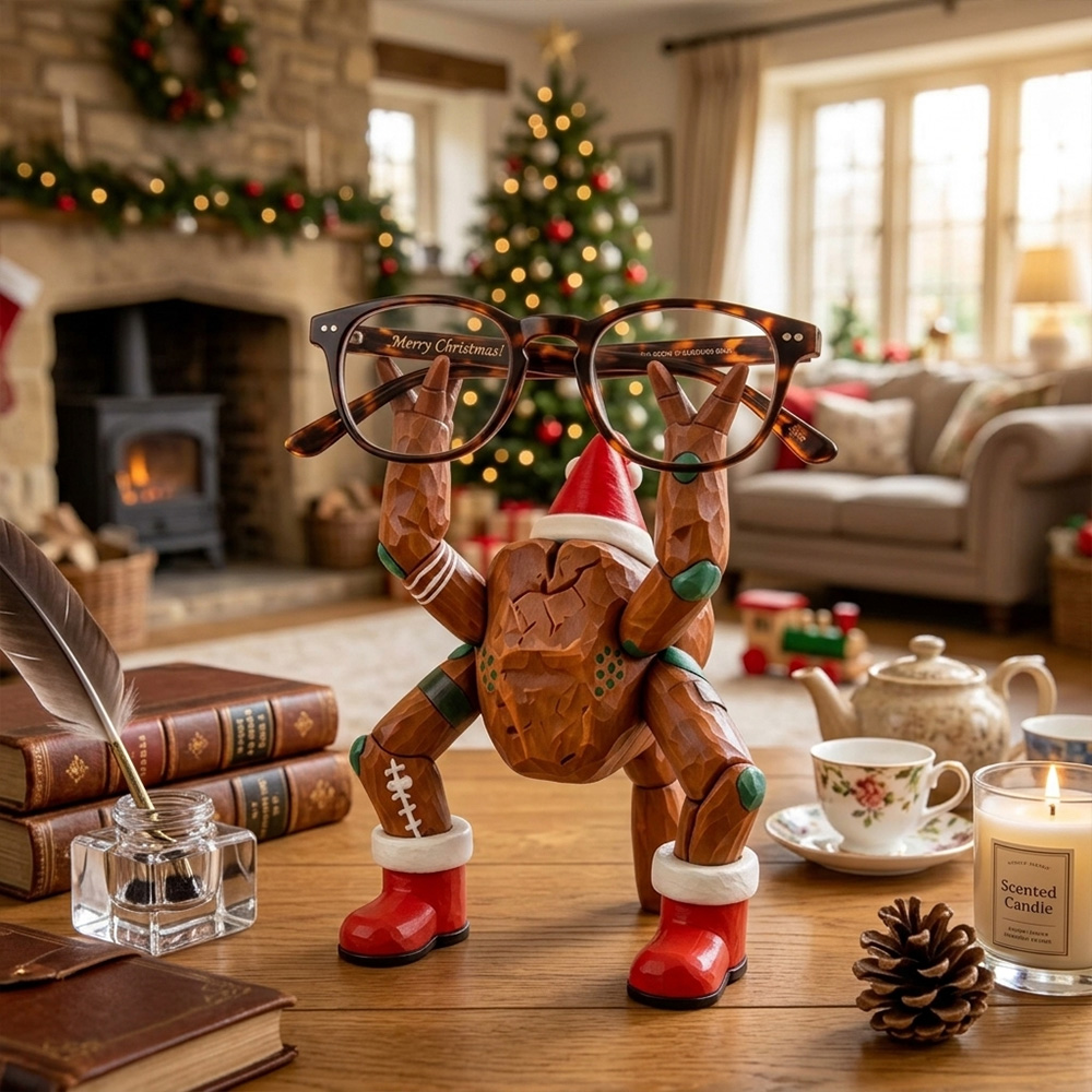 Personalized Christmas Funny Desk Buddy Clay Style Geek Office Gift Quirky Pen And Eyeglass Holder For Fans Rocky Eyeglass Holder Cute 3D Printed Holiday Desk Ornament Fun Santa Boots Spectacle Stand