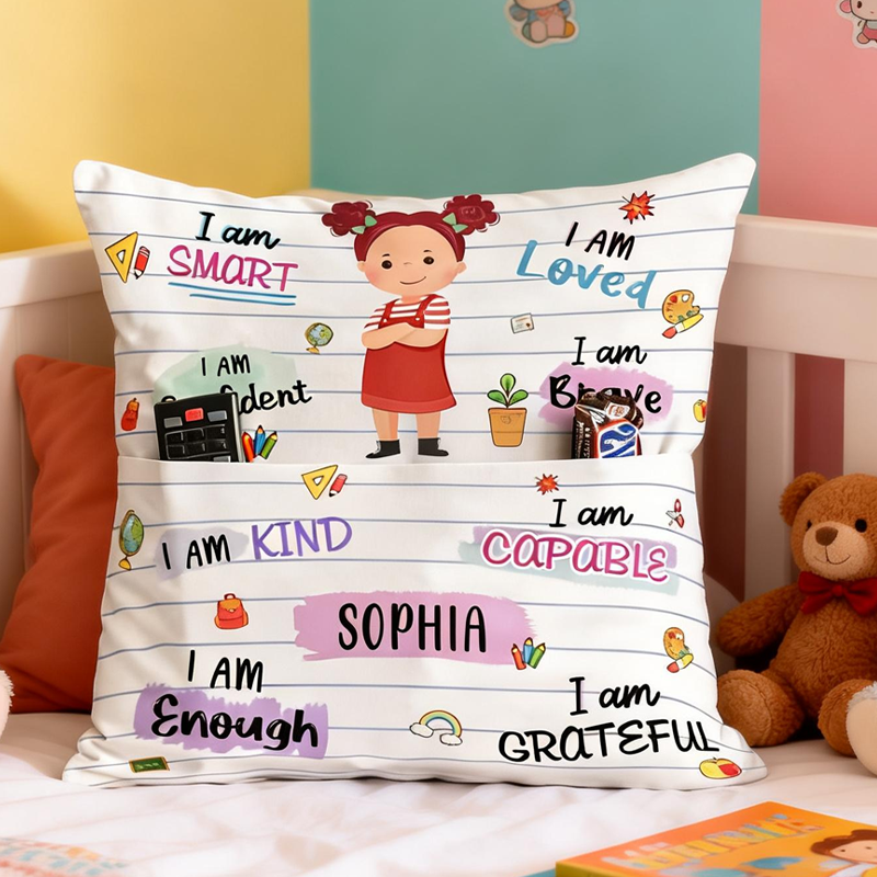 Personalized I Am Confident Pocket Pillow with Name Birthday Gifts for Kids  