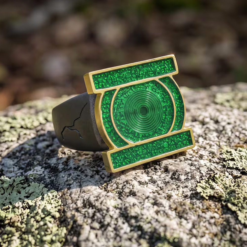 Green Superhero Signet Ring Adjustable Cosplay Power Ring Comic Book Fan Jewelry