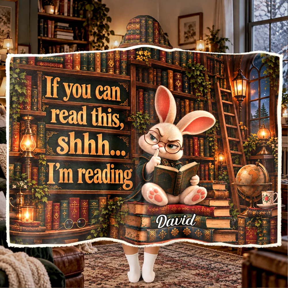 Personalized Blanket Shhh... I’m Reading Funny Reading Blanket For Book Lovers