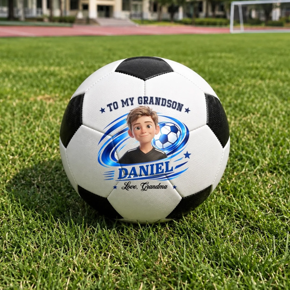 Personalized Soccer Ball Custom Photo Soccer Player Gifts For Grandson