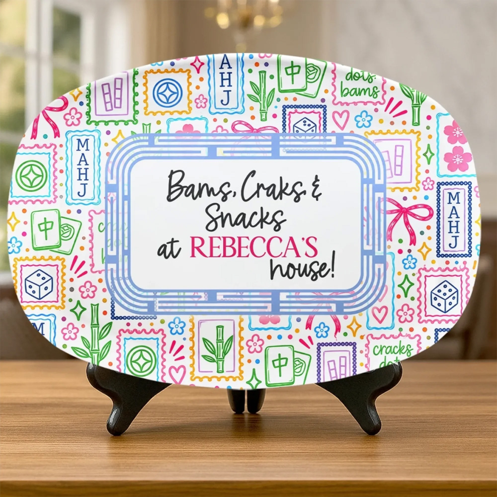 Personalized Platter Custom Name Mahjong Snack Party Gifts