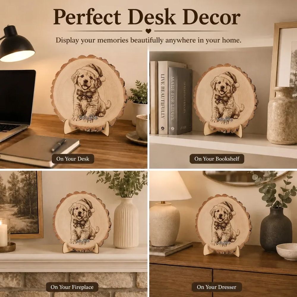  Personalized Wooden Tabletop Decor Meaningful Christmas Gift For Pet Lovers Custom Wooden Wall Art Home Decor Custom Christmas Wood Slice Standee