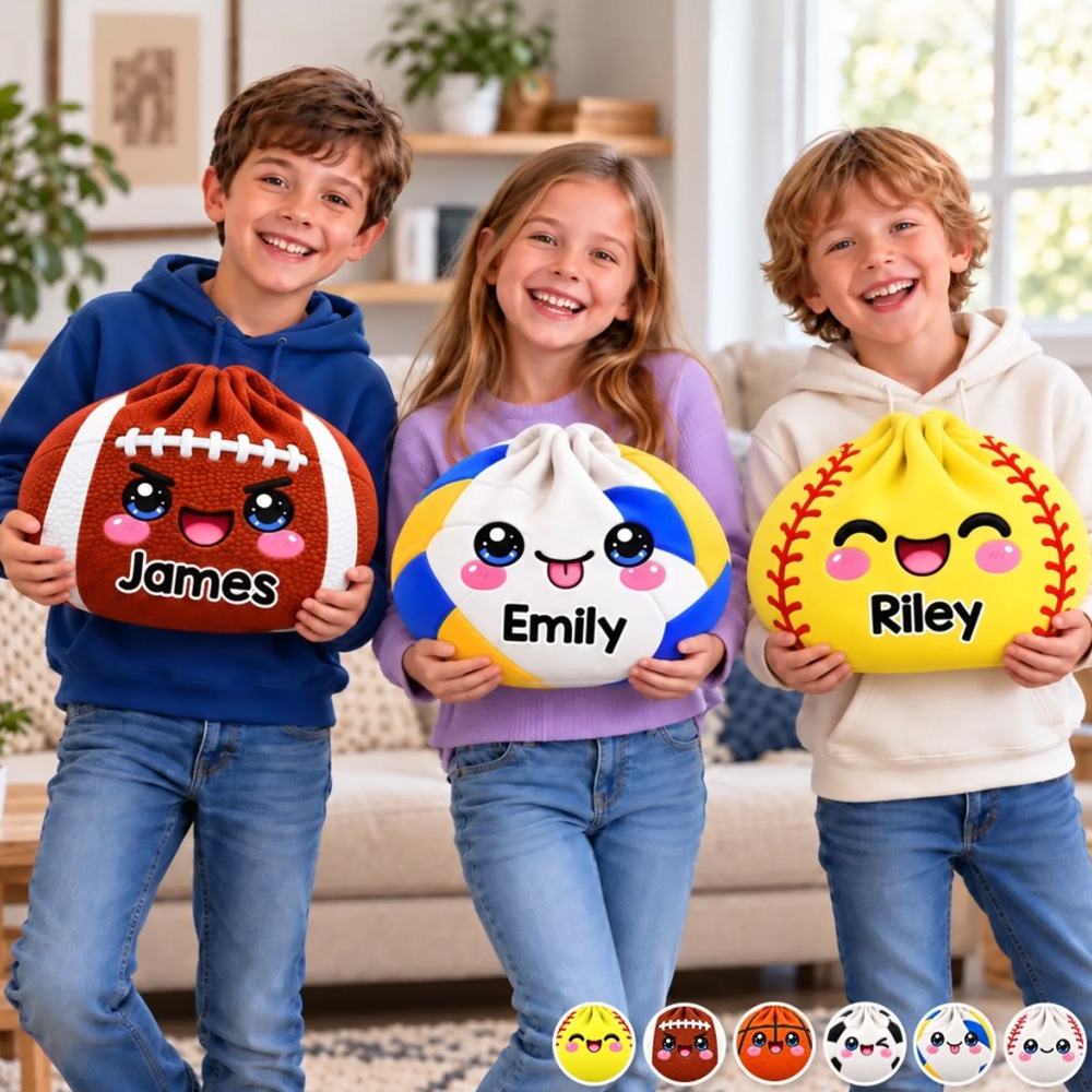 Personalized Shaped Pillow Custom Name Kawaii Sports Ball Gifts for Kids