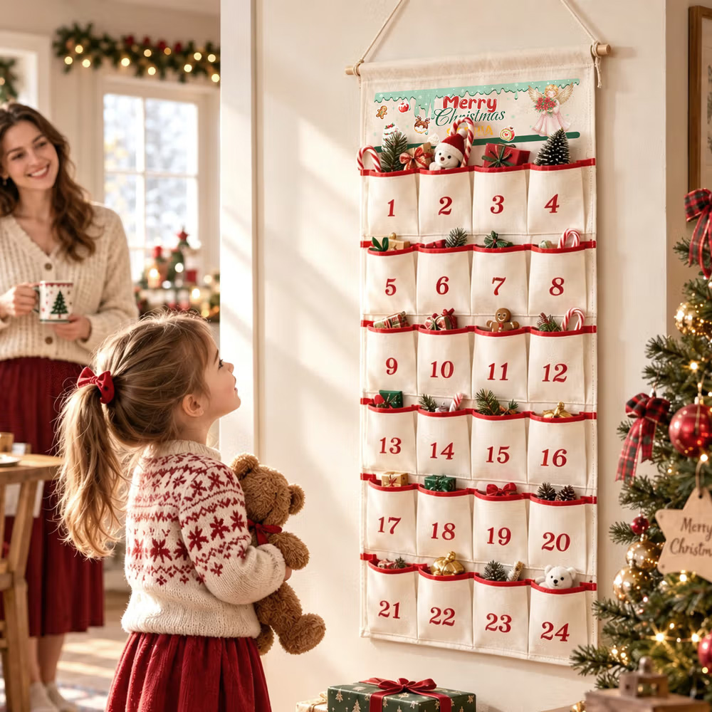 Personalized Festive Santa Claus Angel Christmas Advent Calendar Christmas Decorations Gift for Family Kids