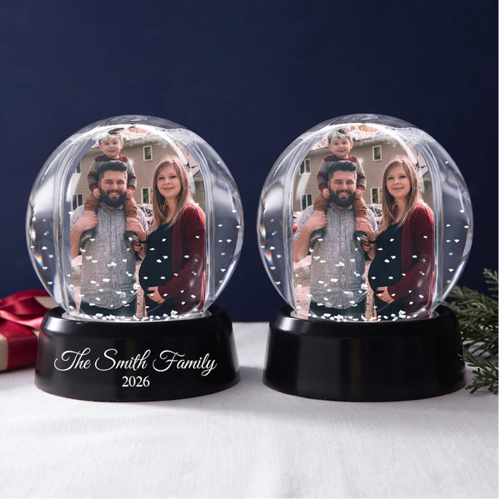 Personalized Photo Snow Globe Christmas Gifts For Family Kids Couple