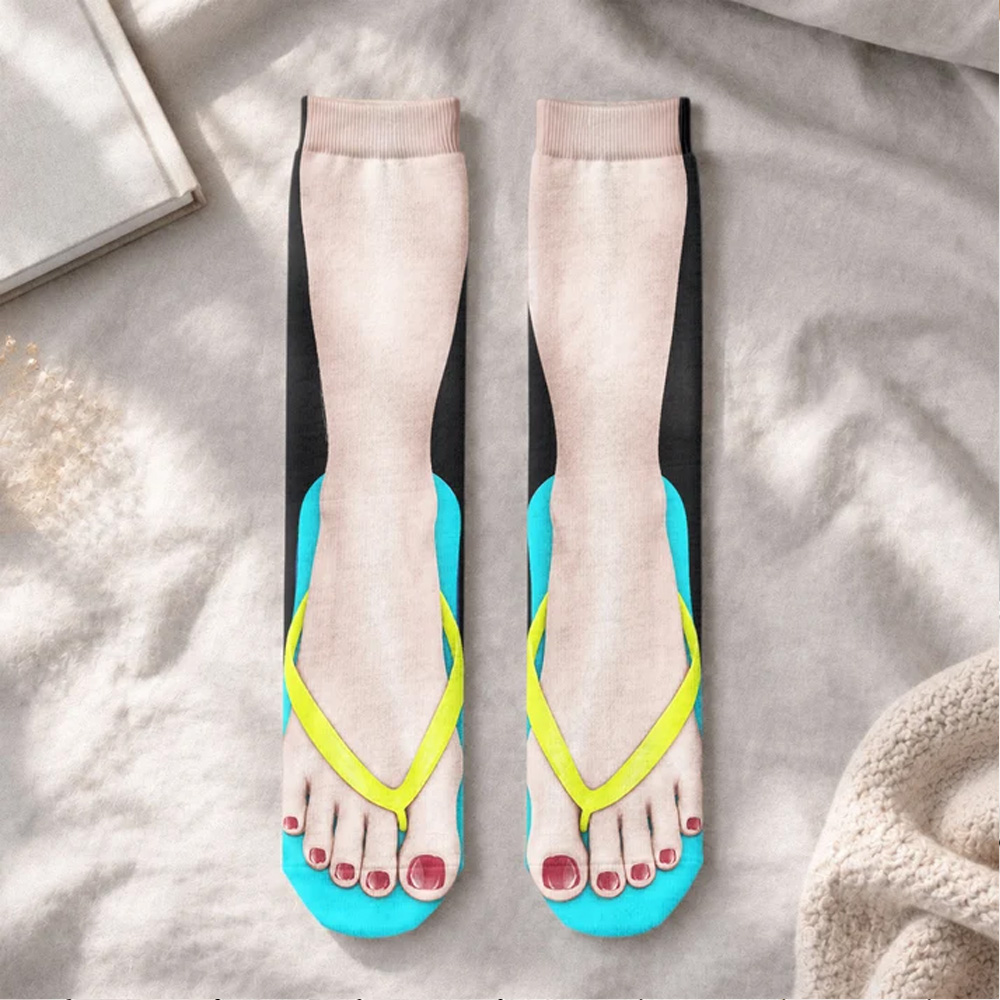 Personalized Socks Feet With Slipper Funny Christmas Gift For Him Her And Coworkers