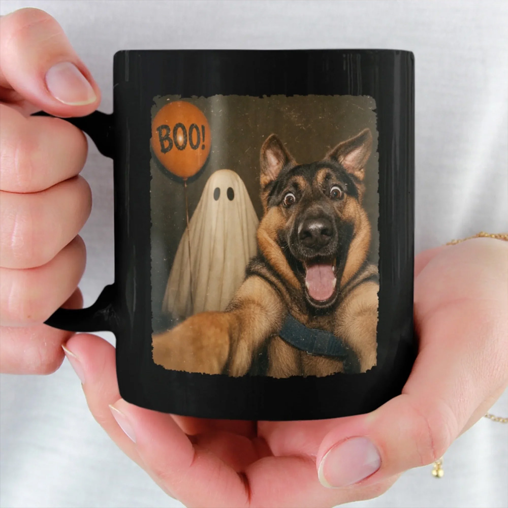 Personalized Photo Funny Black Mug Halloween Birthday Gifts For Dog Cat Lovers Dog Dad And Mom Cat Owners Boos Brews And Barks