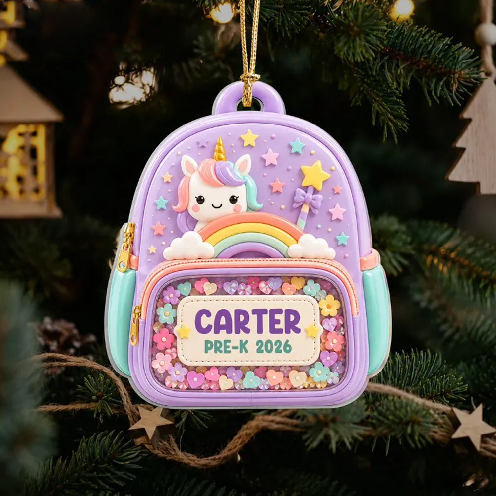 Personalized Backpack Ornament 2026 Kindergarten Ornament First Day of School Gift Class Of 2026 2D Acrylic Christmas Keepsake for Kids
