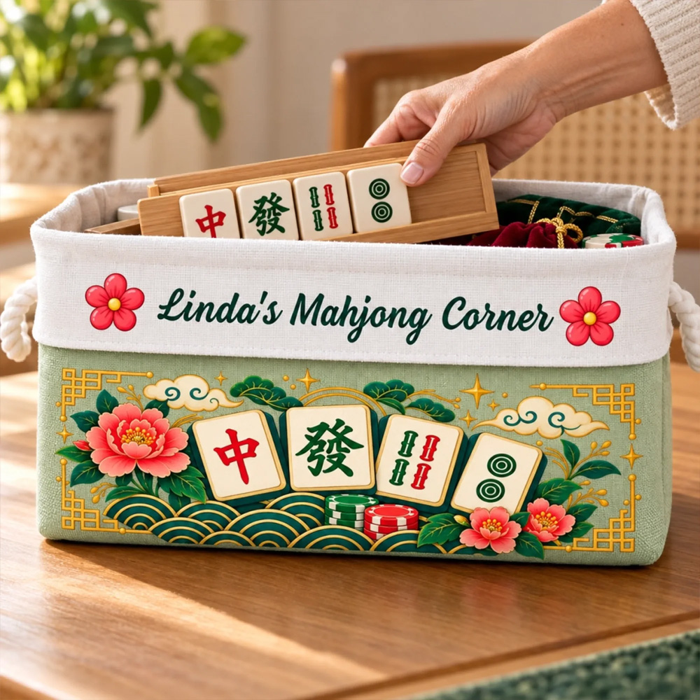 Personalized Storage Basket Custom Name Mahjong Corner Decor